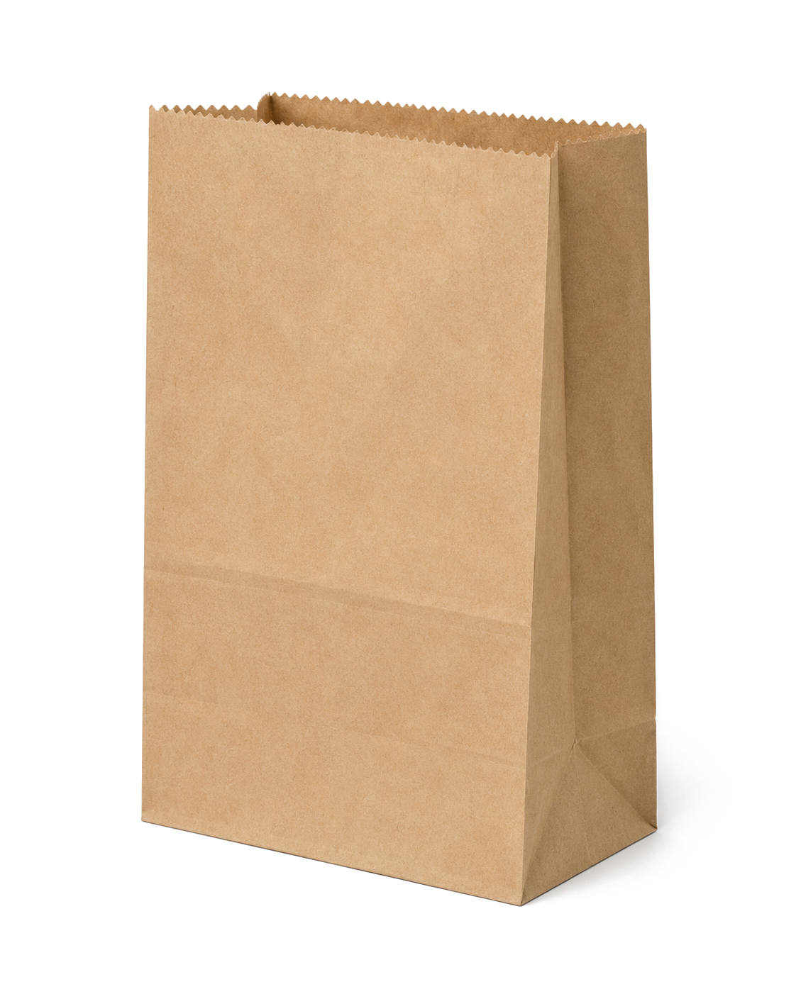 Vista frontal de bolsa kraft 25 mas fuelle